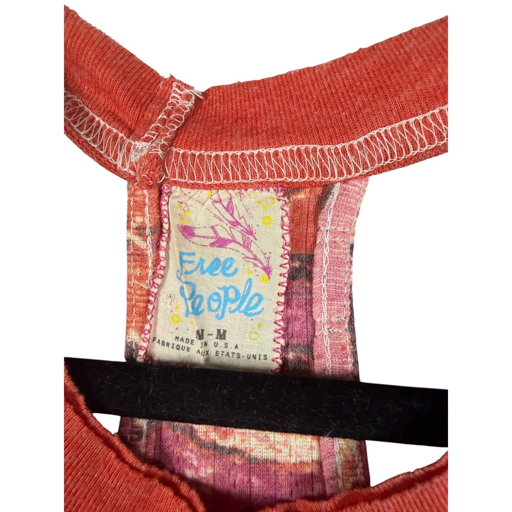 Free People Intimately Red Purple Marble Swirl Halter Top Racerback Ribbed M/L - Picture 2 of 6